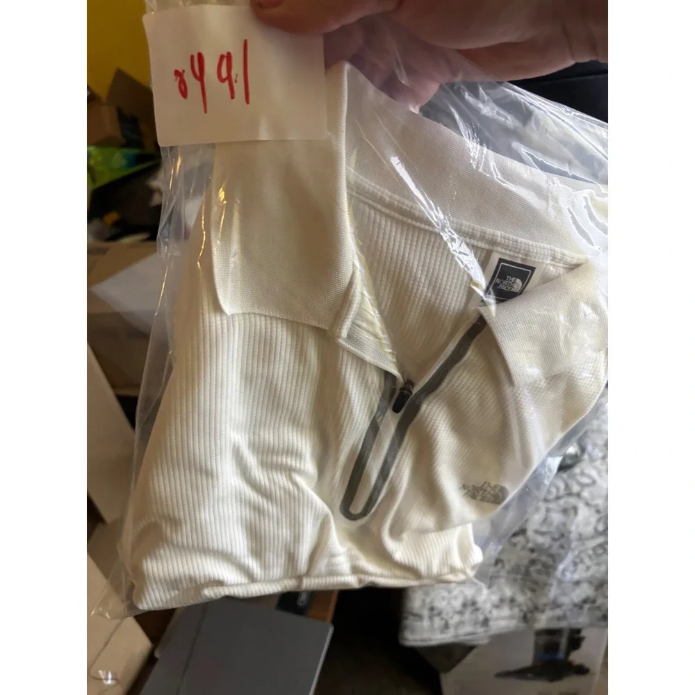 The North Face VaporWick Mens White Quarter‎ Zip Polo Shirt Textured L AT8U